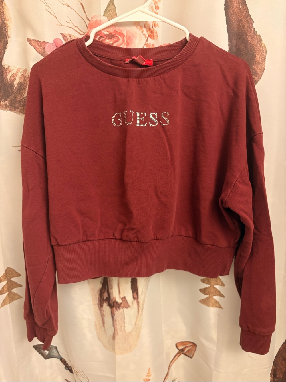 Medium GUESS Rhinestone Logo Cropped Sweatshirt